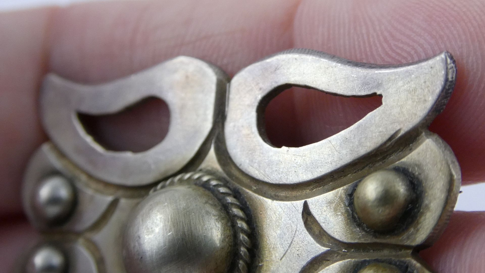 Antique Mexico Taxco 980 Sterling Silver Modernist Brooch Shapes Pin 12.4g 1.5In