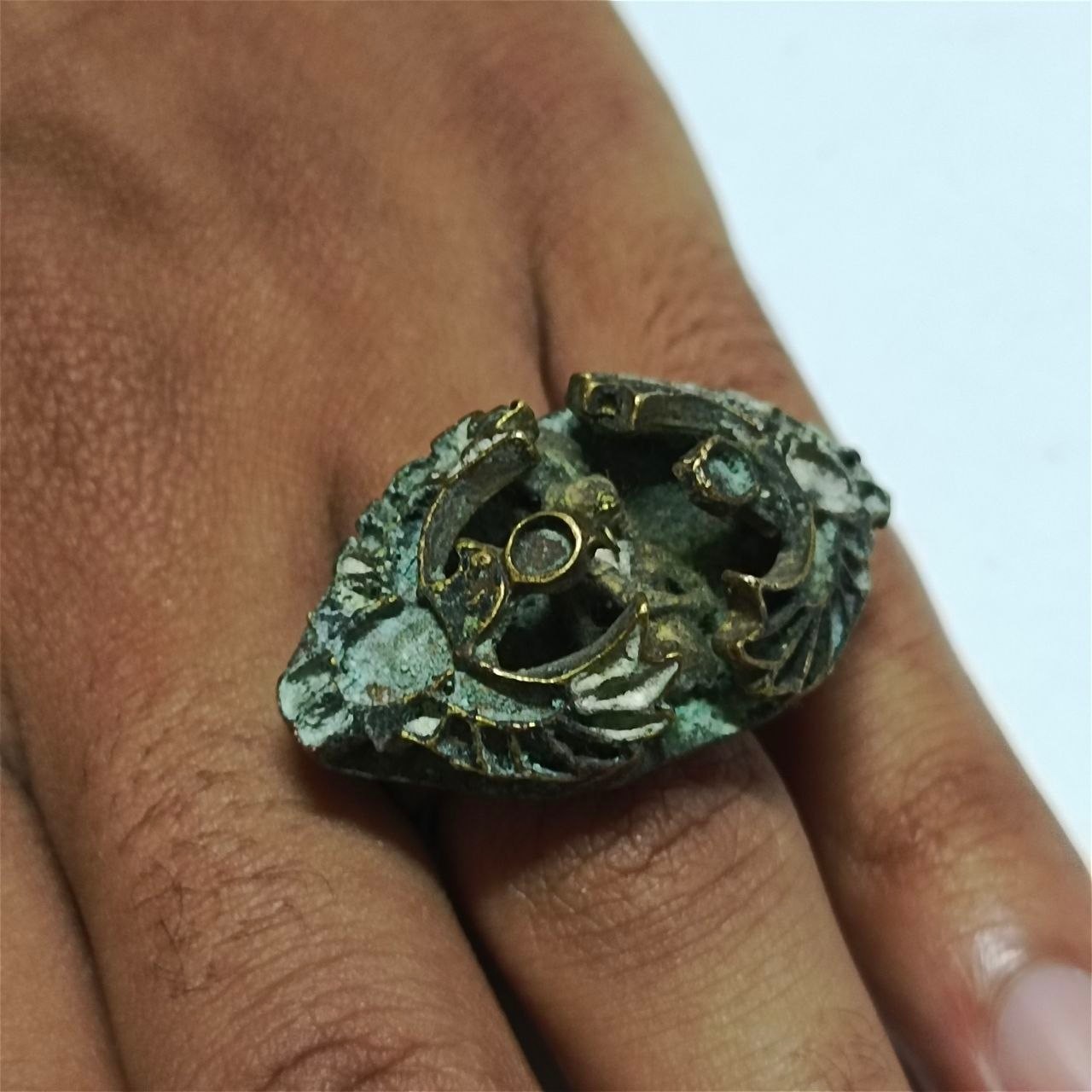 Vintage Handmade Bronze Ring, Rare Ornate Collectible, Unique Statement Jewelry