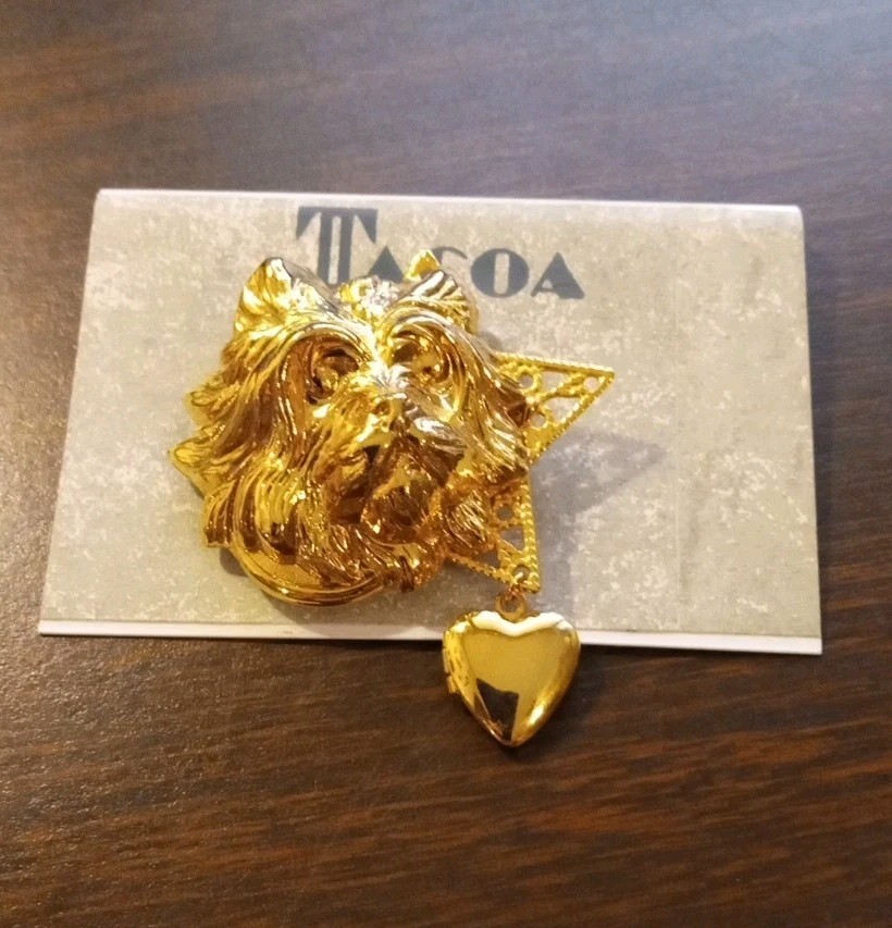 Tacoa Carin Terrier Gold Pin Brooch New