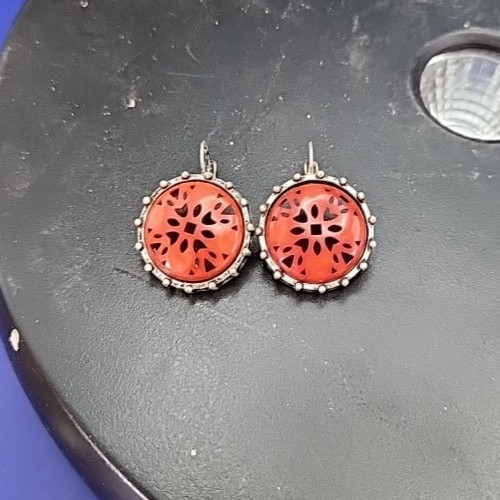 Salmon Color Clip On Fashion Earrings