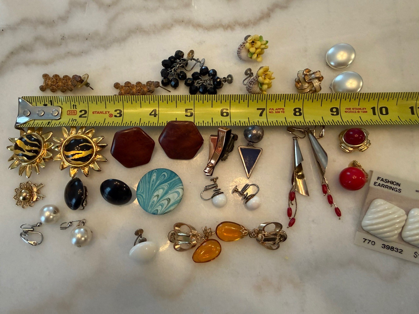 32 VTG Lot Earrings Craft Harvest Repair 1950s-1980s Some Signed, 1 silver