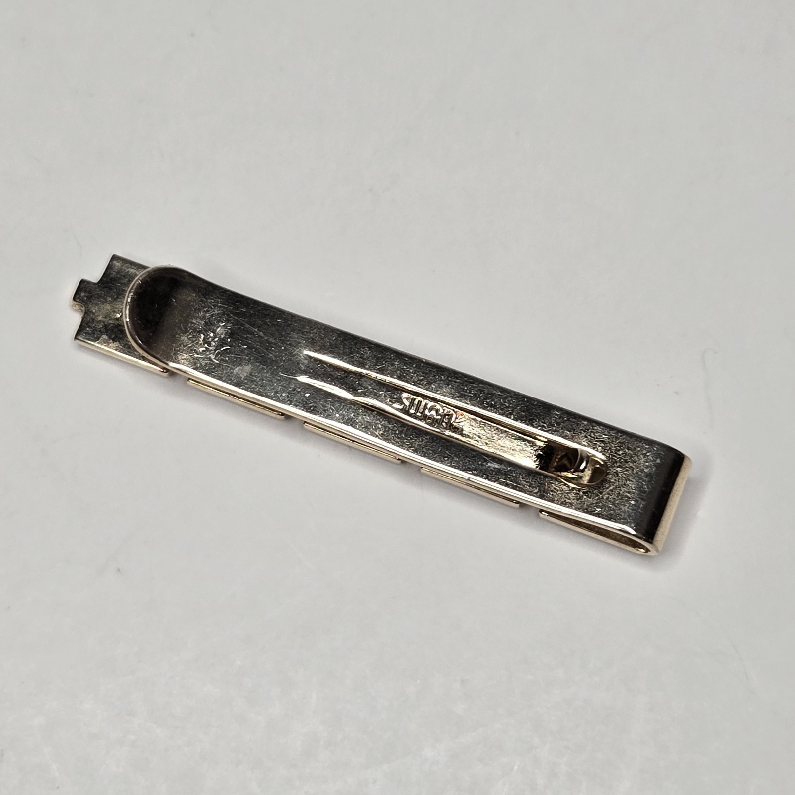 Vintage Swank Gold Tone Tie Clip Geometric Brick Watchband Link Mid Century MCM