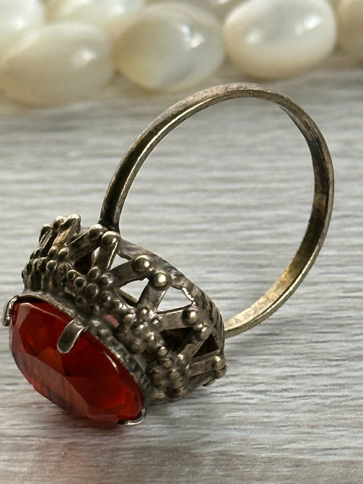 vintage woman RING soviet SILVER 875 star “Sudarushka” girl openwork crown USSR