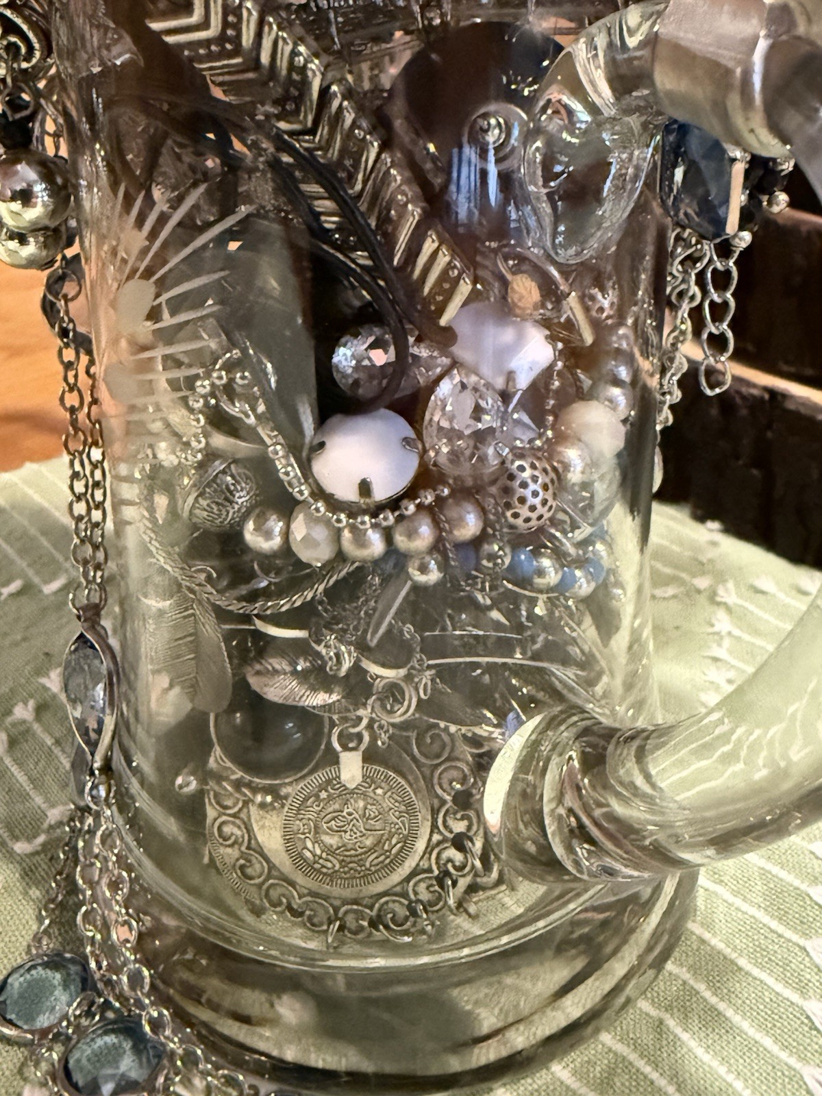Mystery Jewelry Stein Jar Mixed Wearable Vintage to Modern Silver Tone