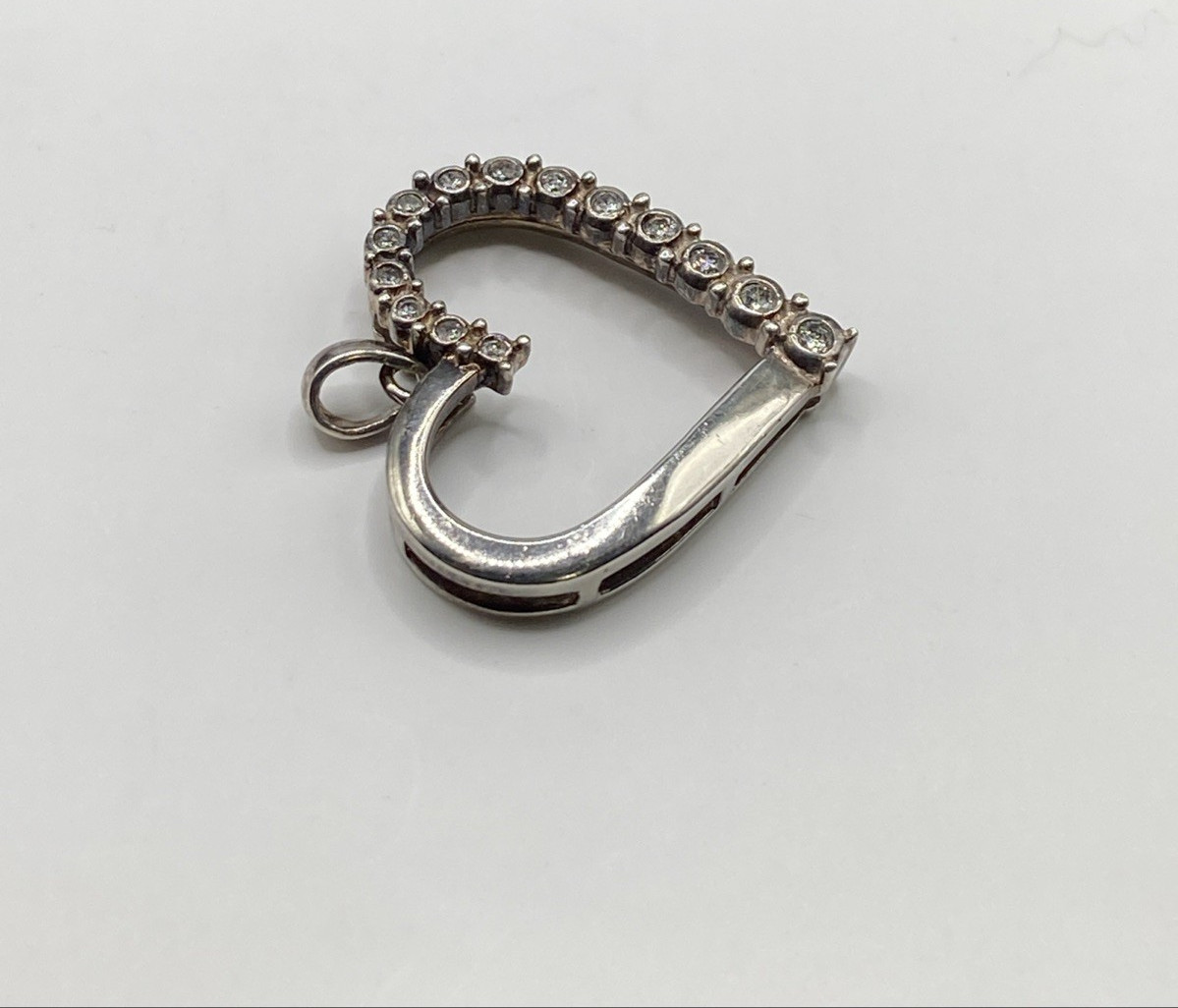 Vintage ZRW Sterling Silver Clear Stone Heart Pendant
