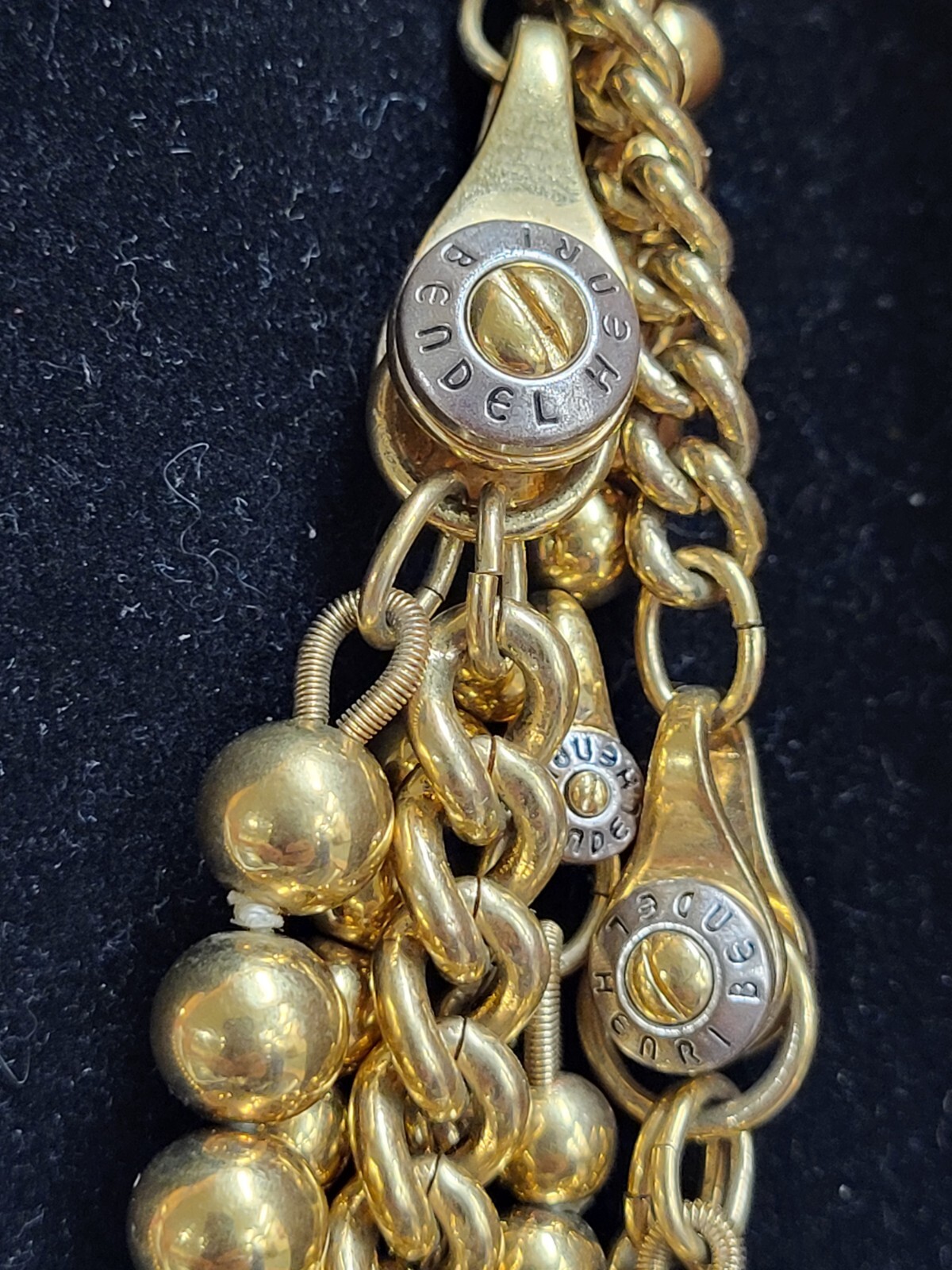 Vintage Rare HENRI BENDEL Gold Beaded 1980’s Gold Tone Necklace. Multi-layers.