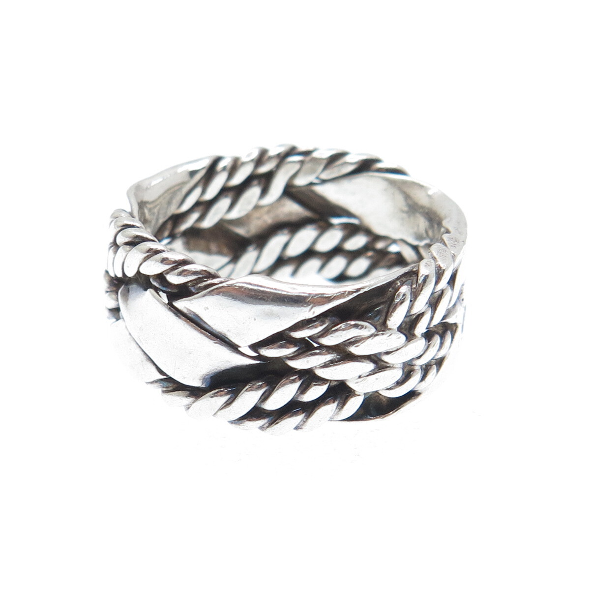 DOMINIQUE DINOUART 925 Sterling Vintage Mexico Crisscross Band Ring Size 6.25