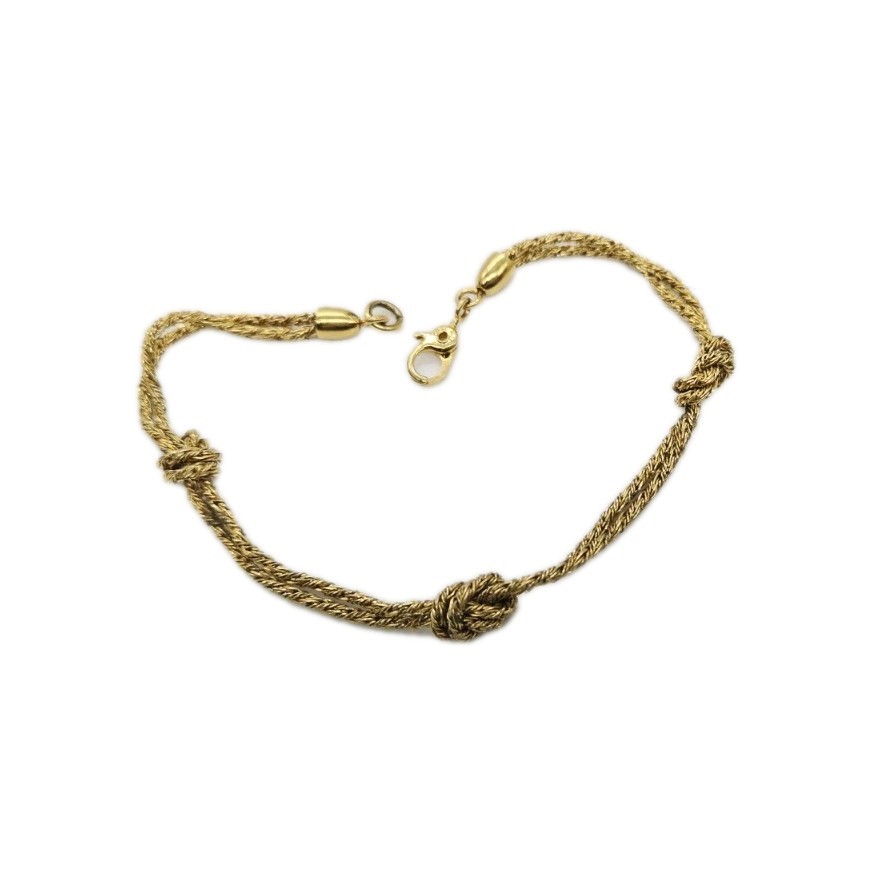 Monet Bracelet Double Rope Chain Knot Gold Tone Couture Vintage 7.25 in