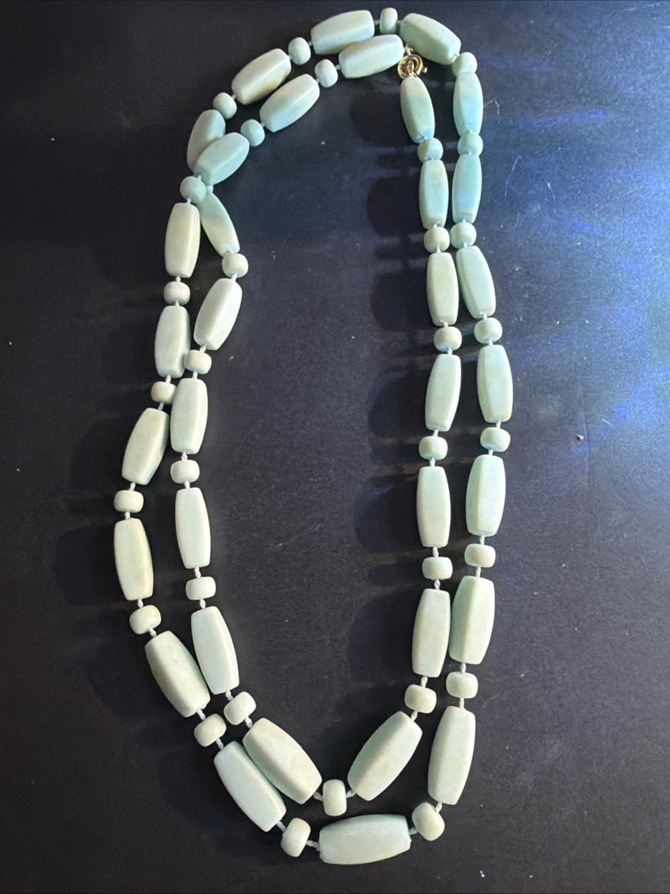 Vintage Bead Necklace Light Blue Acrylic Necklace