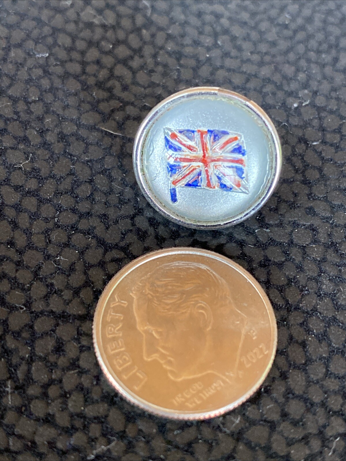 Antique Bubble Goofus Glass Reverse Painted Carved Intaglio British England Flag