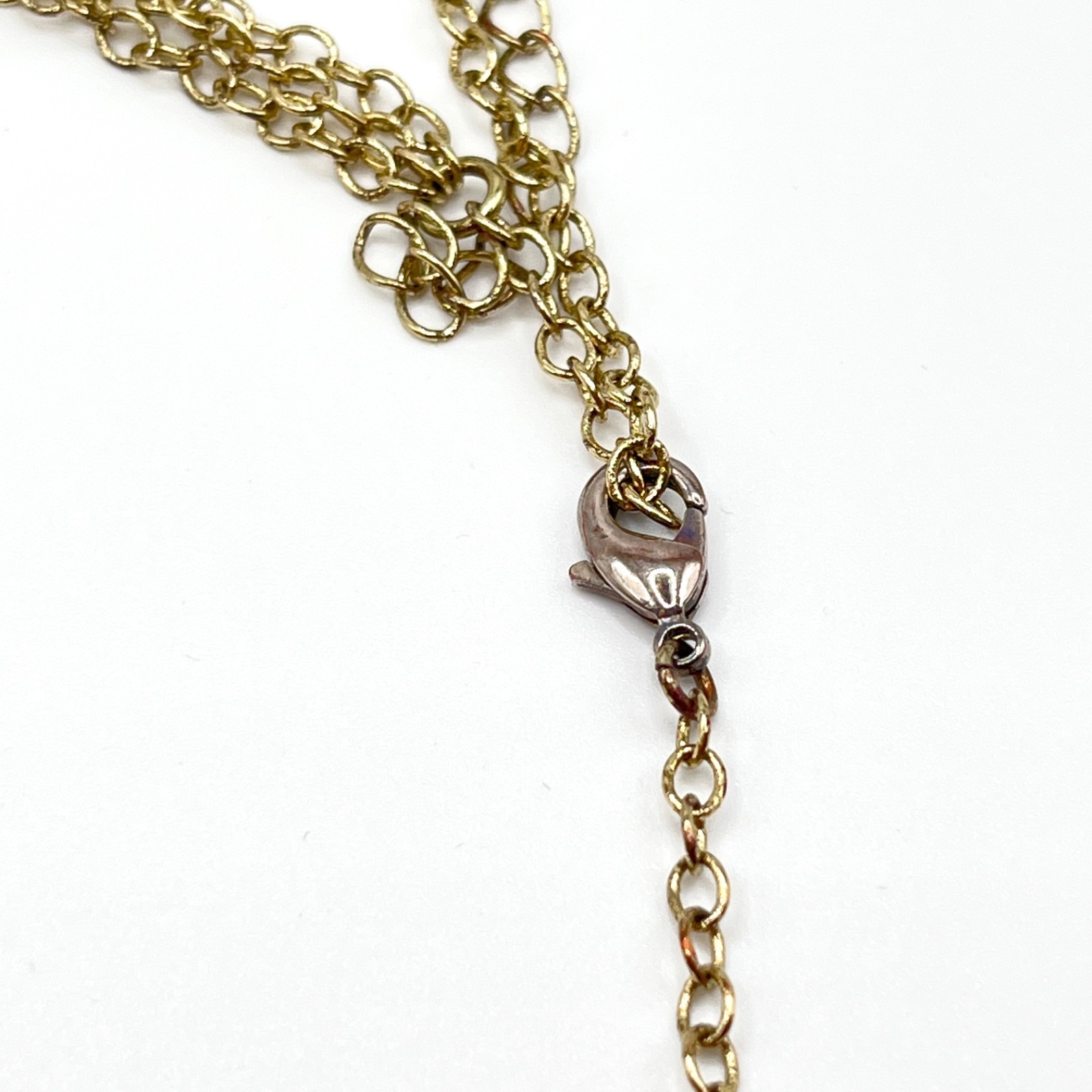 Vintage Orange Pink Stone Layered Knotted Bead Necklace w/ Faceted Pendant 21″