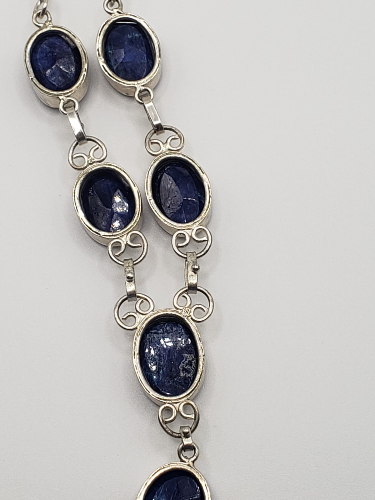 9.25 Deep Blue Faceted Kyanite Gemstone Bezel Setting Hook Clasp Necklace