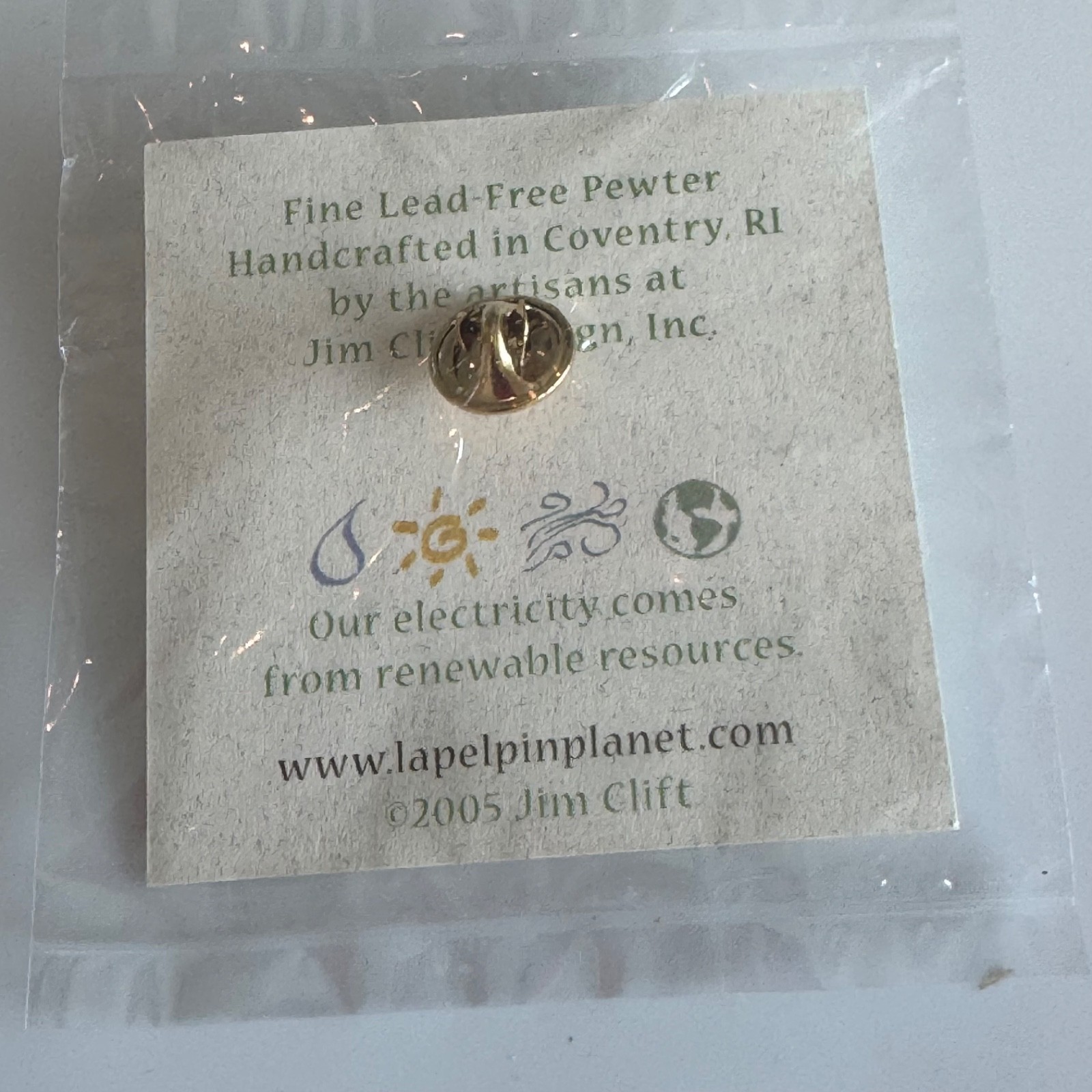 New in Package Jim Clift Angel Wings Gold Dipped Pewter Lapel Pin Great Gift!