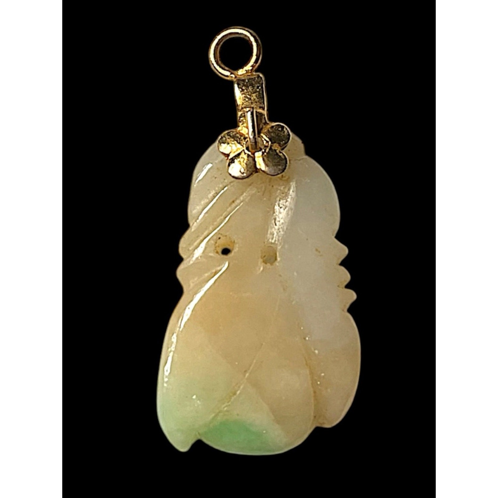 Vintage Jadeite Jade Carved Necklace Pendant