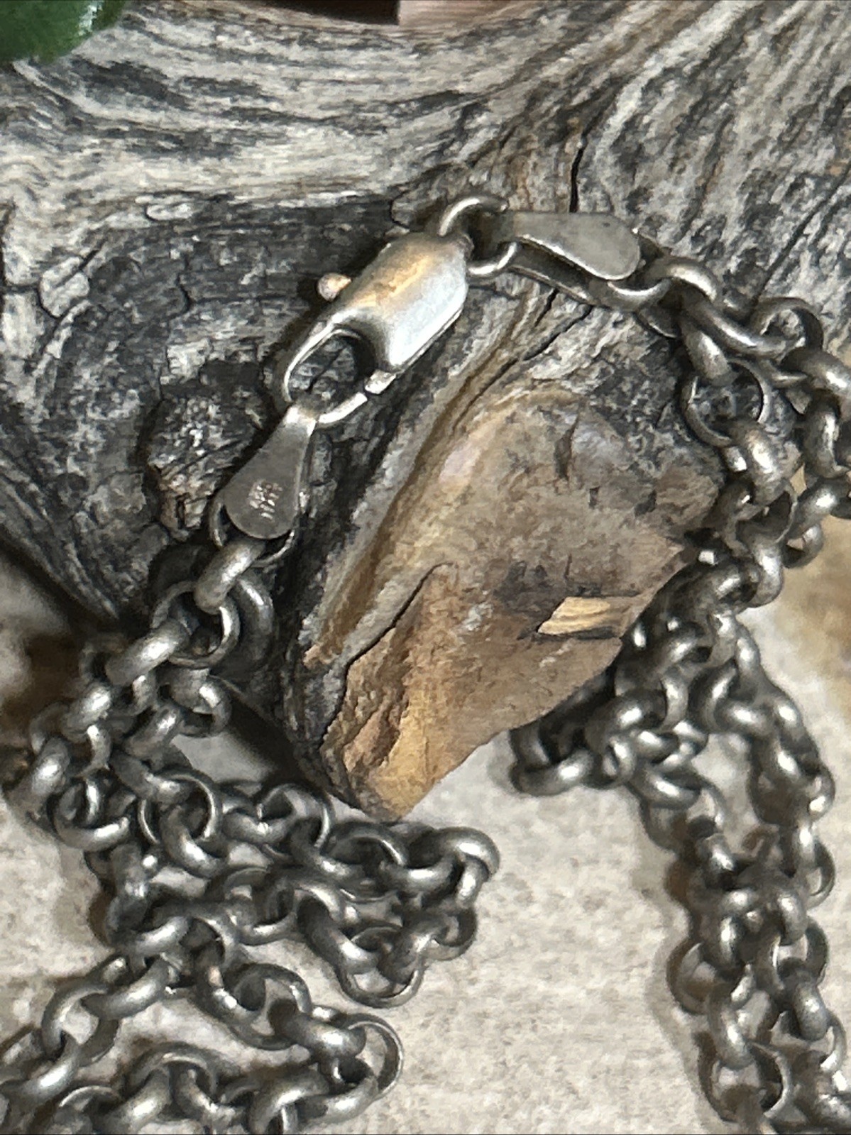 46. 925 Sterling Smoky Quartz Linked Double Strand Rolo Necklace 15 1/2″, 37.1g