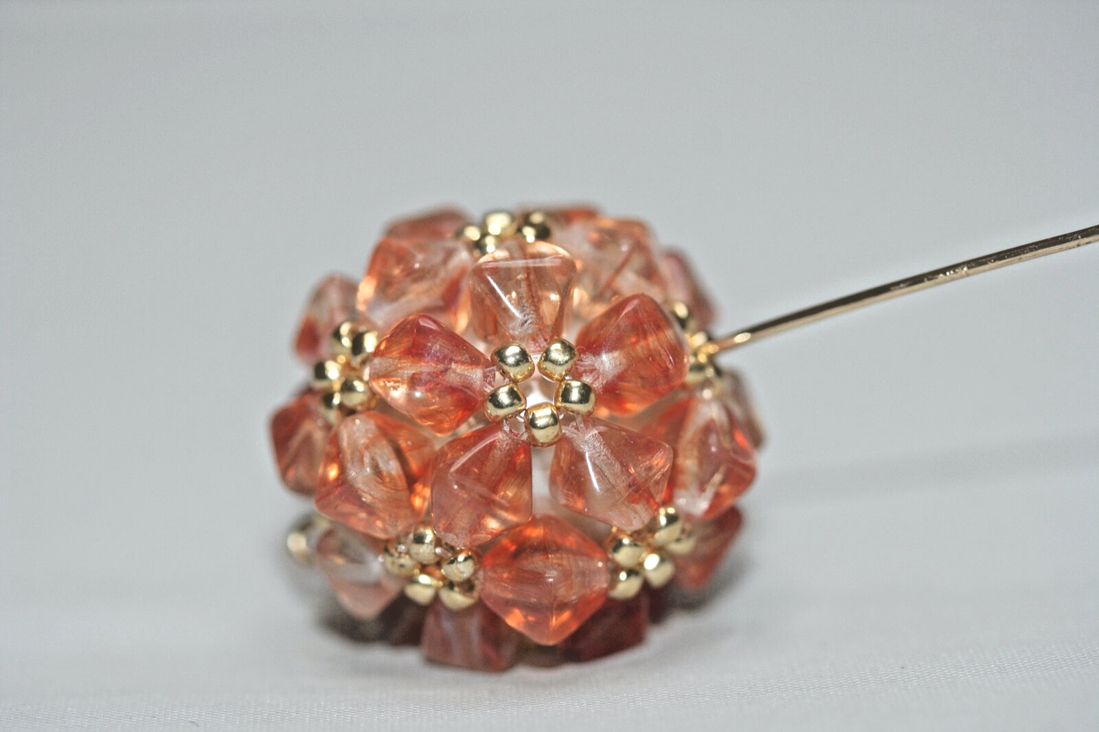 Vintage Czech Fire-polished Glass Beads Beaded Flower Ball