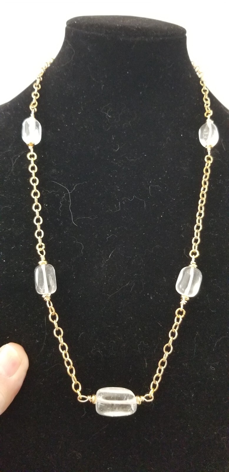 Vtg elements Victorian Lozenge Rock Crystal Pool Of light Style Necklace Springr