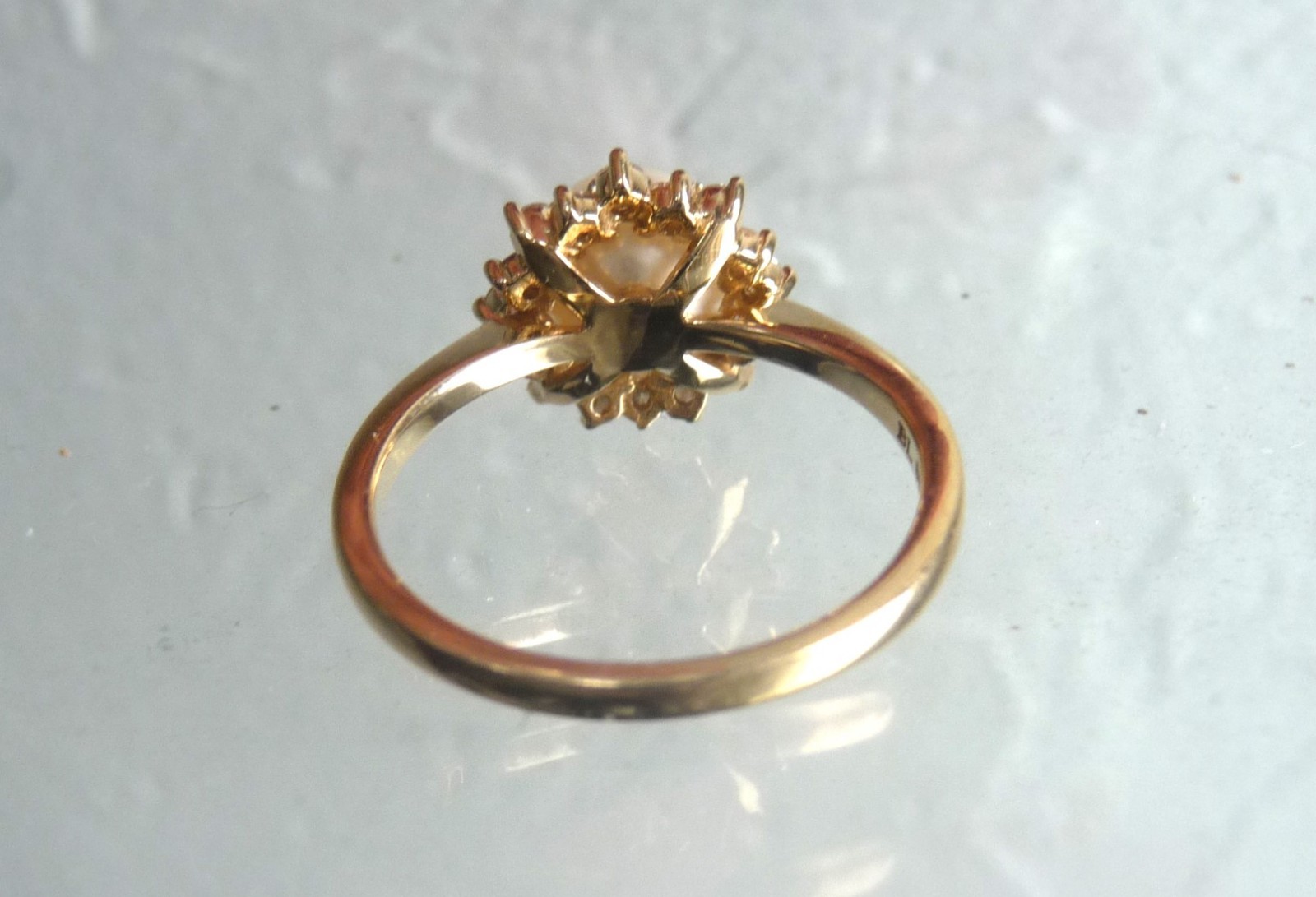 GORGEOUS $2450 MIKIMOTO BLUE LAGOON 14K HALO 16 DIAMONDS PEARL ENGAGEMENT RING!