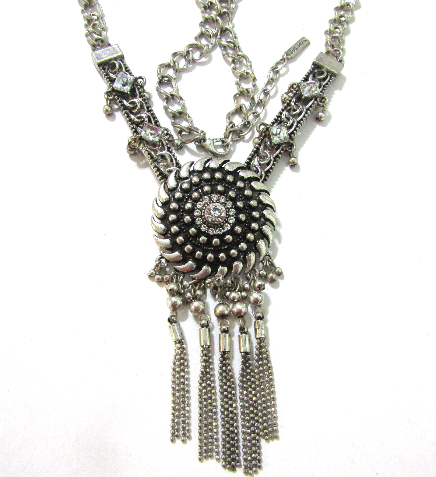 Baublebar Sugarfix Rhinesstone Tassel Pendant Necklace Silver 4*24