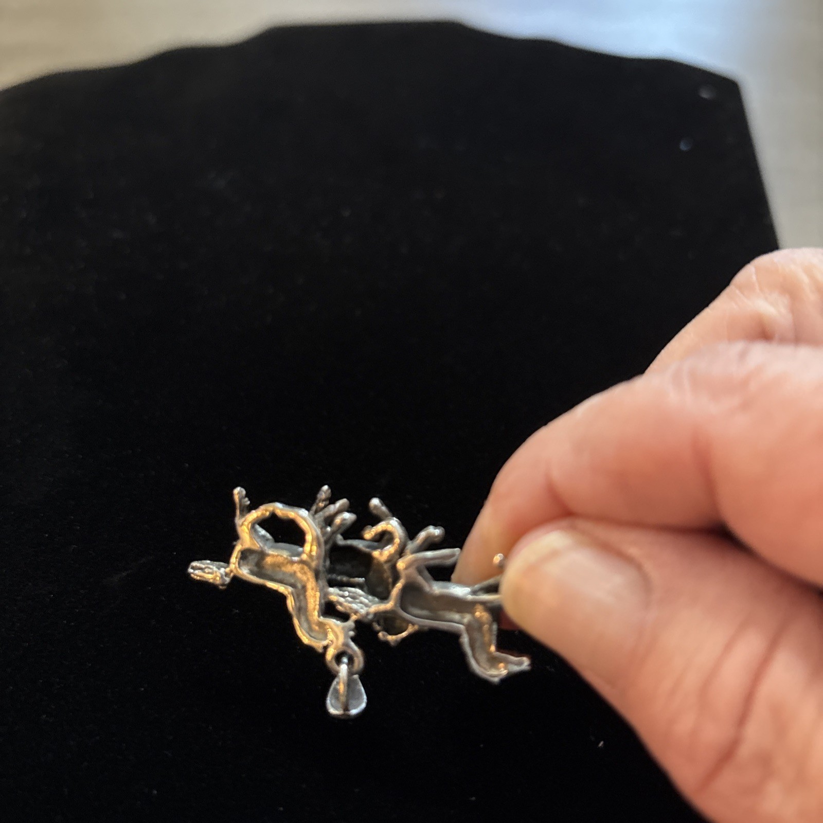 Vintage 925 Sterling Silver Running Horses Pendant 3D