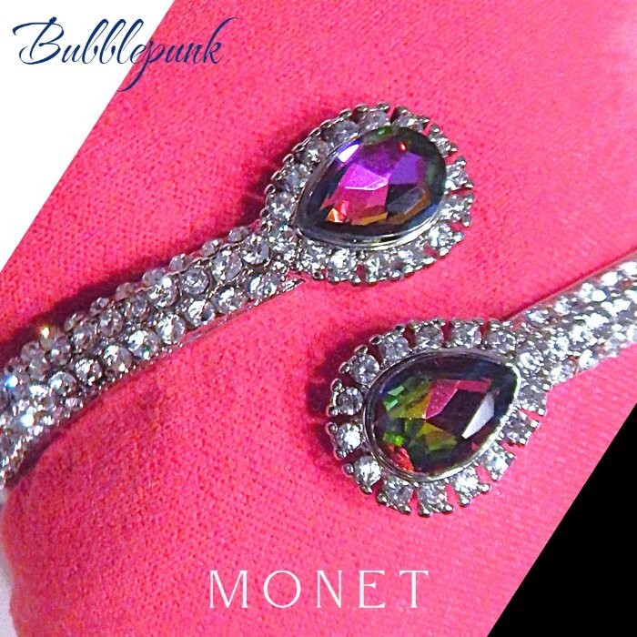 Retro Vintage Dragon Fire Mystic Rhinestone Bypass Cuff Bracelet MONET NWOT S43