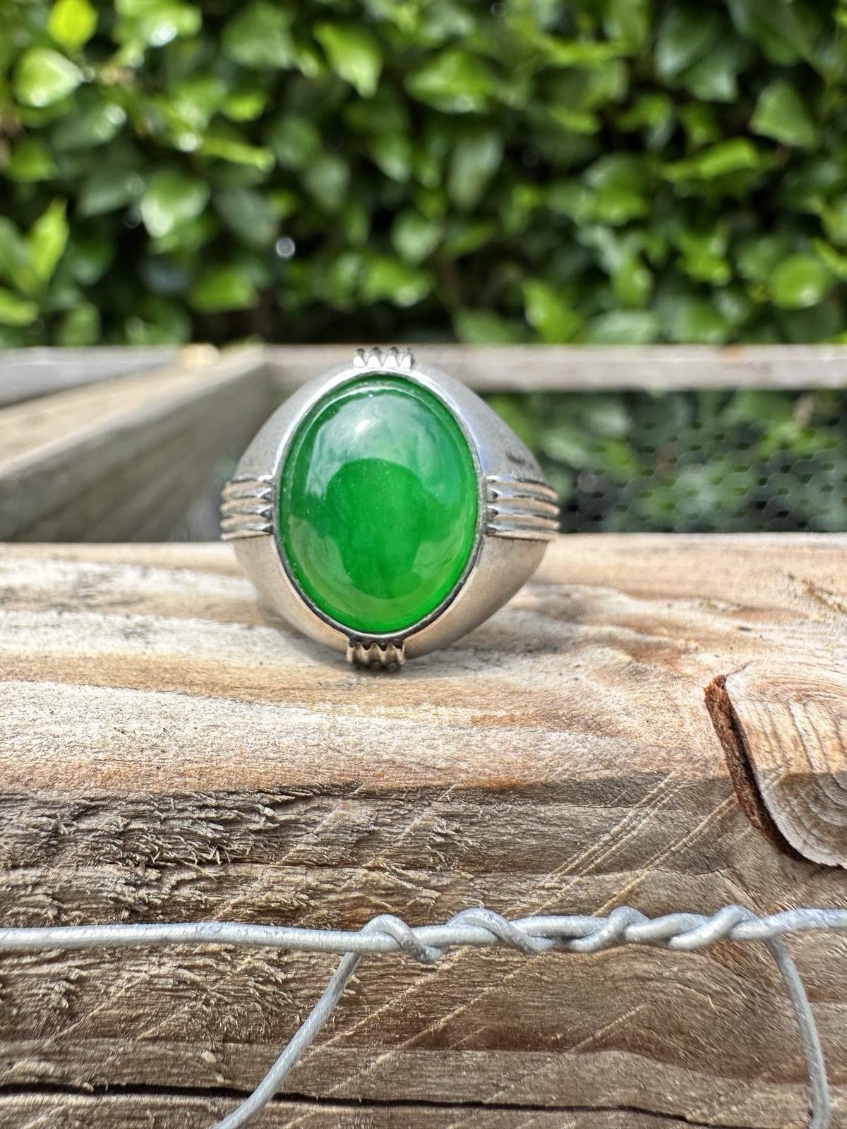 Art Deco, Translucent Vivid, Green 7.5 Carat Jadeite Platinum Ring