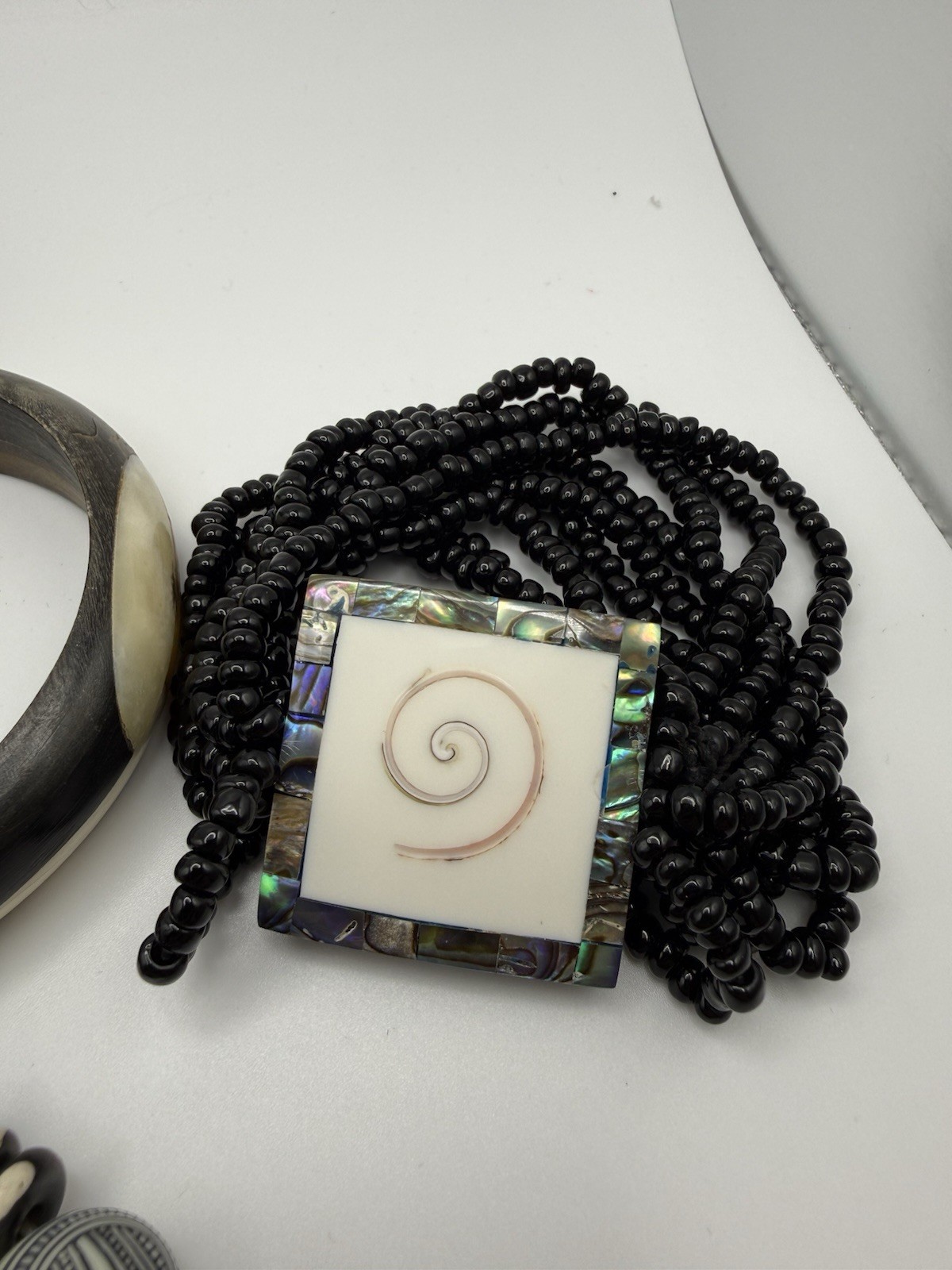 Vintage Boho Bracelet Lot Wood Acrylic Shell