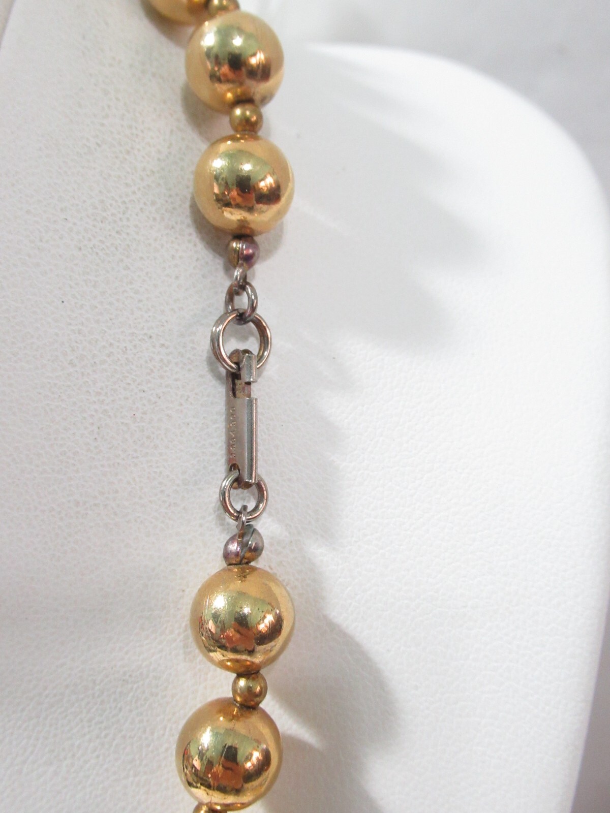 Brass Beaded Necklace Vintage Lozenge Shapes Bright Shiny