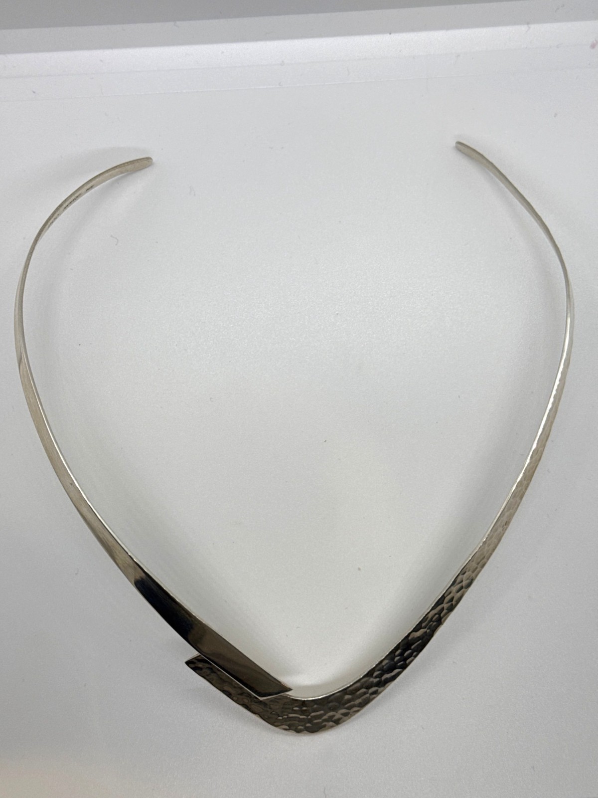 Vtg Dominique Dinouart DDD Mexico 925 Sterling Silver Hammered Collar Necklace