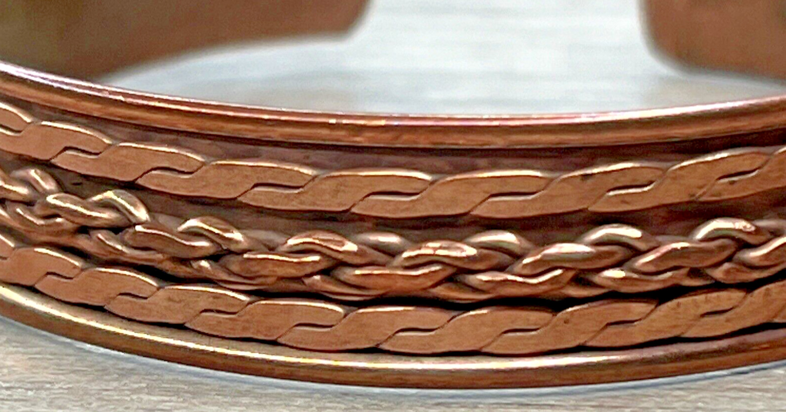 Vintage COPPER Serpentine Wheat Spiga Multi Chain Design Cuff Bracelet 12g HTF