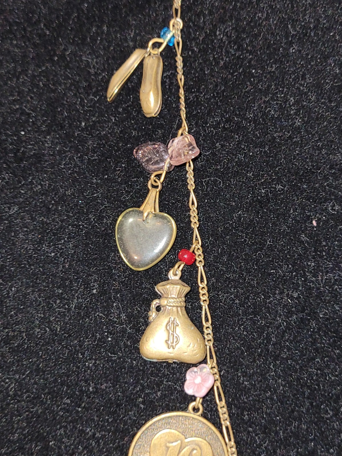 Vintage Glass Works Studio Glass Hearts Charm Chatelain Style Pendant Necklace
