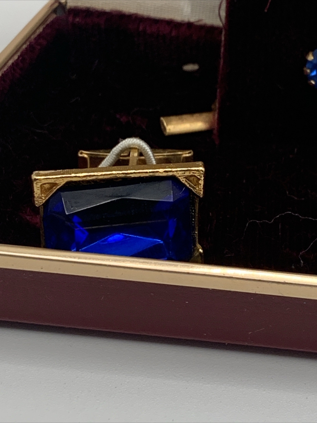 VINTAGE Royal Cobalt BLUE CUFF LINKS Tie Clip Set Made In Japan Box Gift NEW