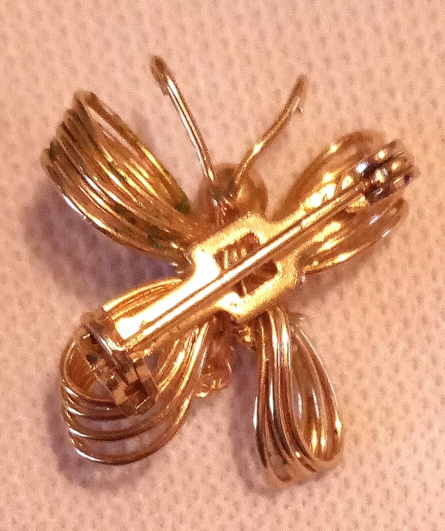 Pin Brooch Insect Gold Plated About 1 Inch Women’s Vintage Free Shipping