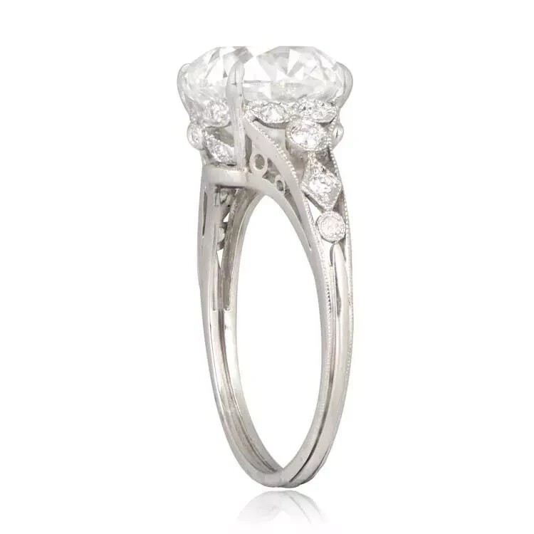 Antique 4CT Cushion Cut Lab Created Diamond Vintage Style Ring 14K White Gold FN