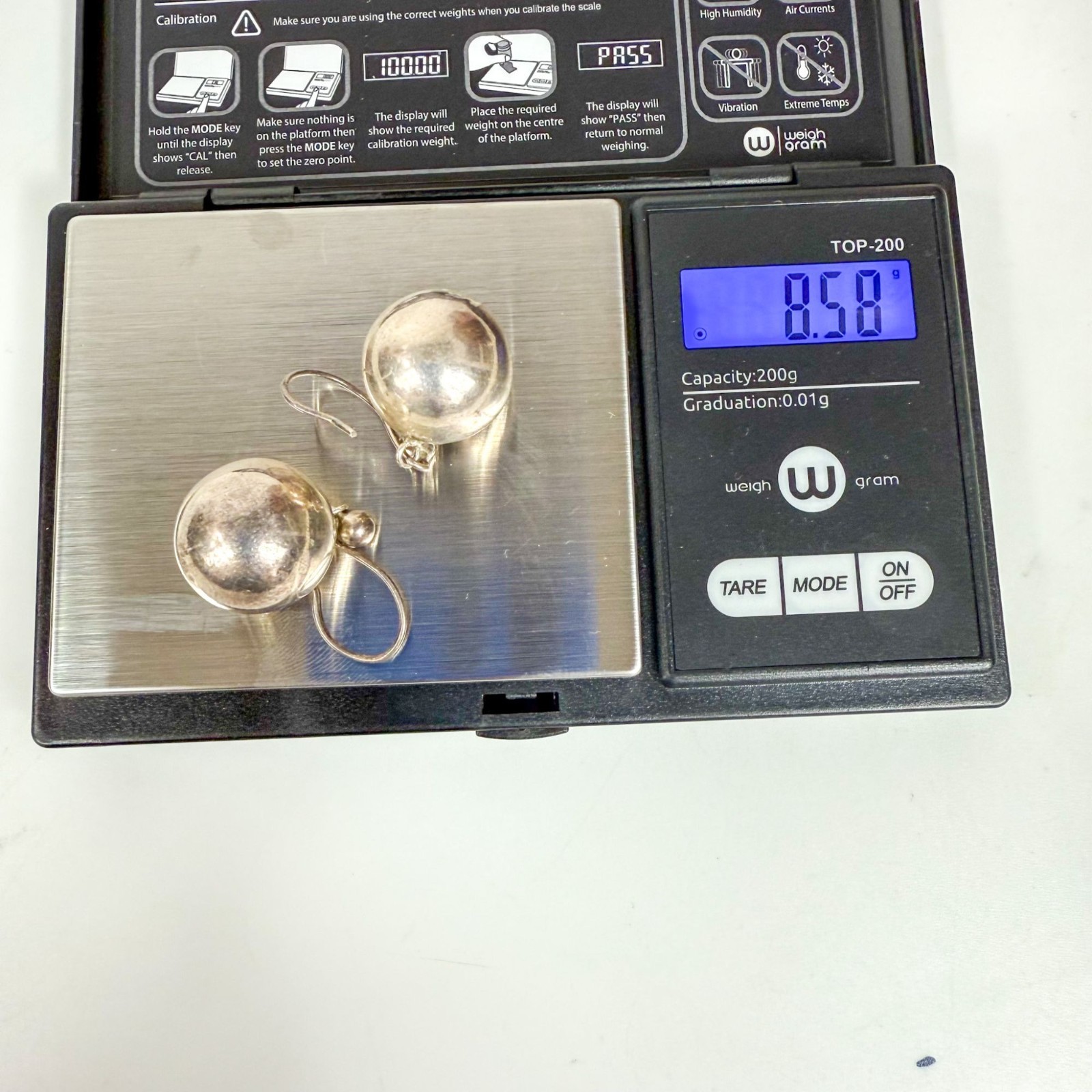 Vintage Sterling Silver Spheric Electroform Ball Dangle Shepherd Hook Pierced