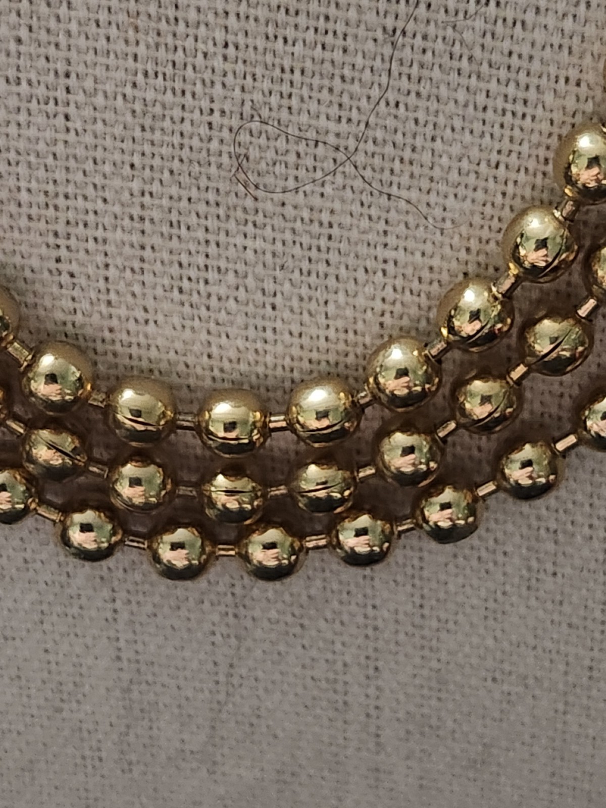 Vintage Gold Tone Beaded Necklace 3 Strands 16″ Small Beads Popcorn Link Retro