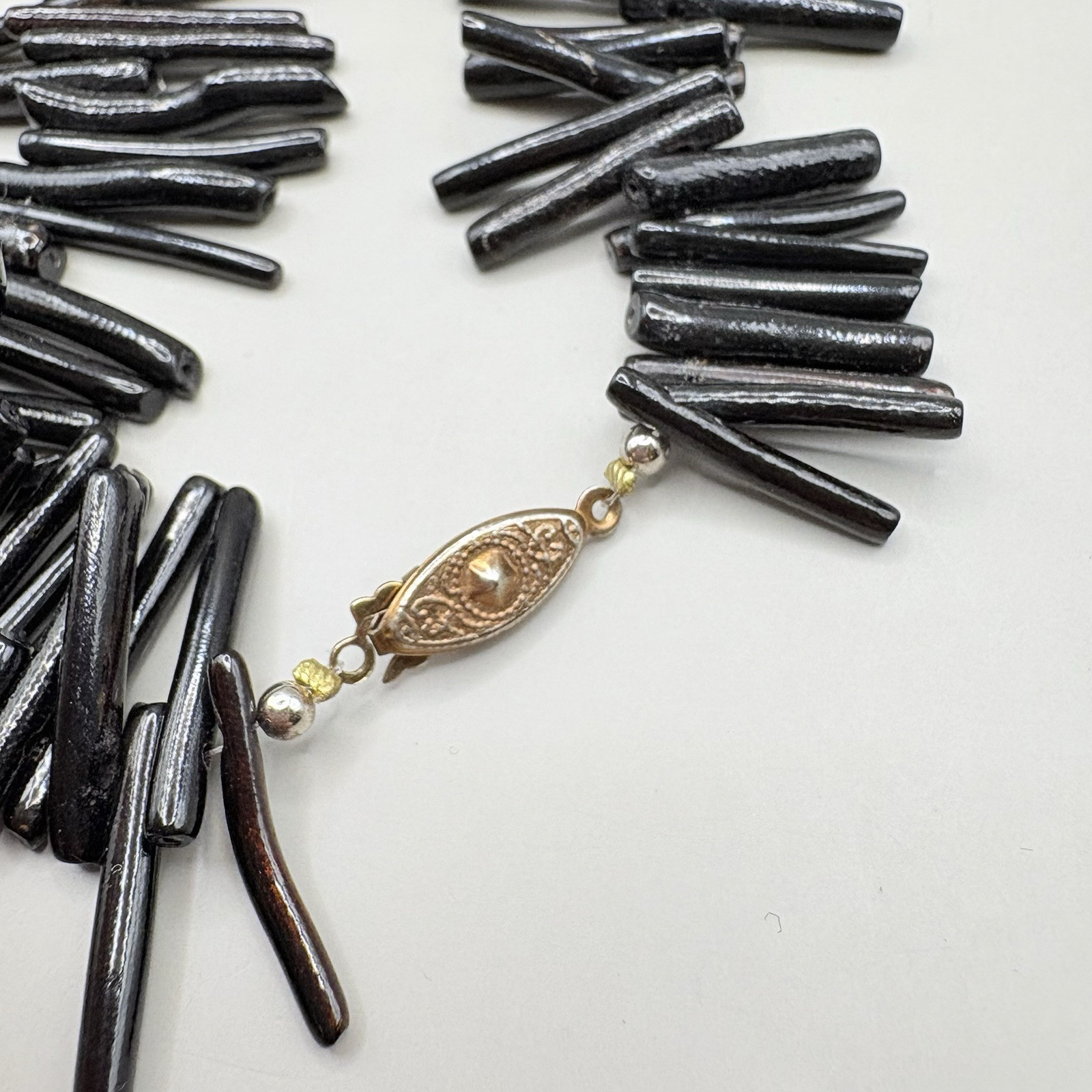 Vintage Black Branch Coral Necklace Natural Organic Statement Jewelry