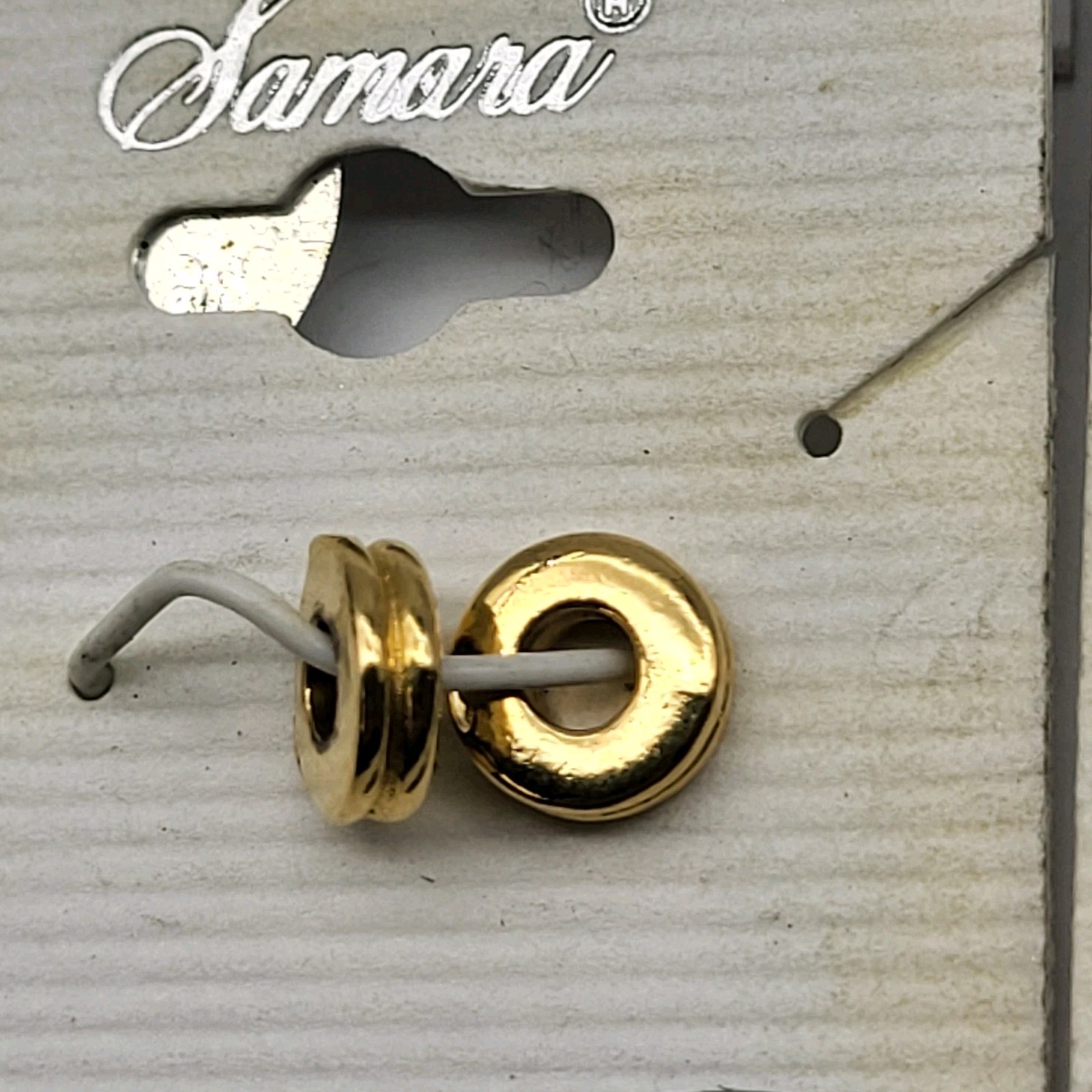 vintage gold plated spacer beads for slide charm bracelet on card