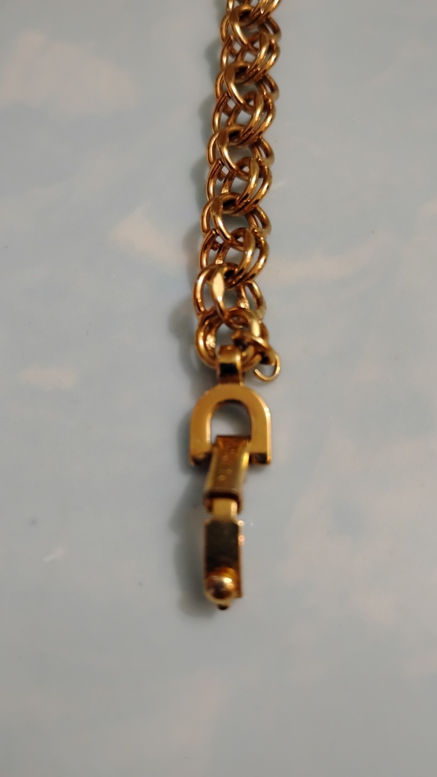 Vtg Signed Monet Chain Necklace & Double Link Bracelet Set Gold Tone