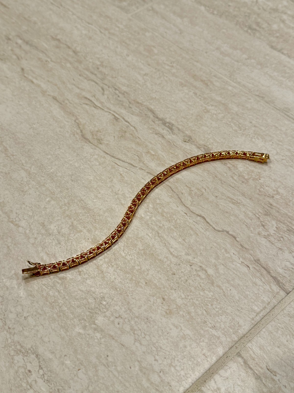 VTG Suzanne Somers Bracelet Orange Gem Stone Tennis Gold 925 Silver Trillion 20g