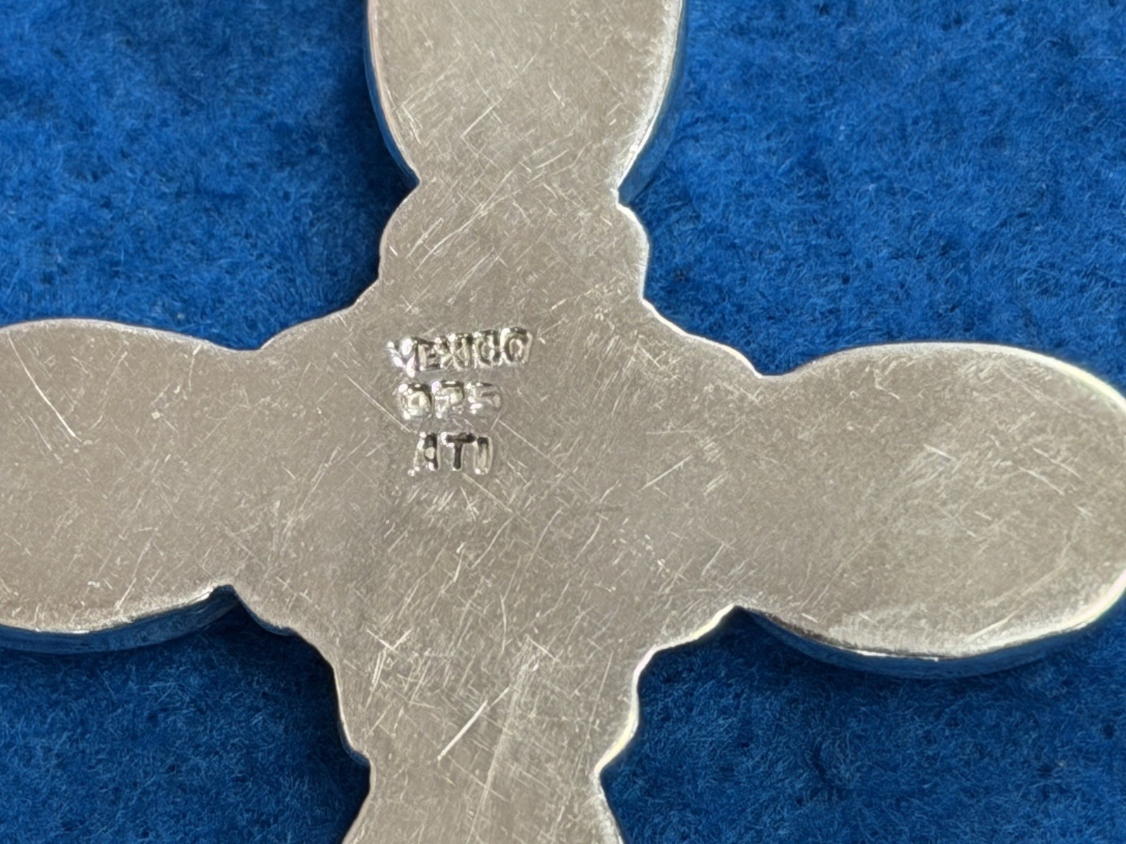 Vintage Sterling Silver Mother of Pearl Oval Cross Pendant
