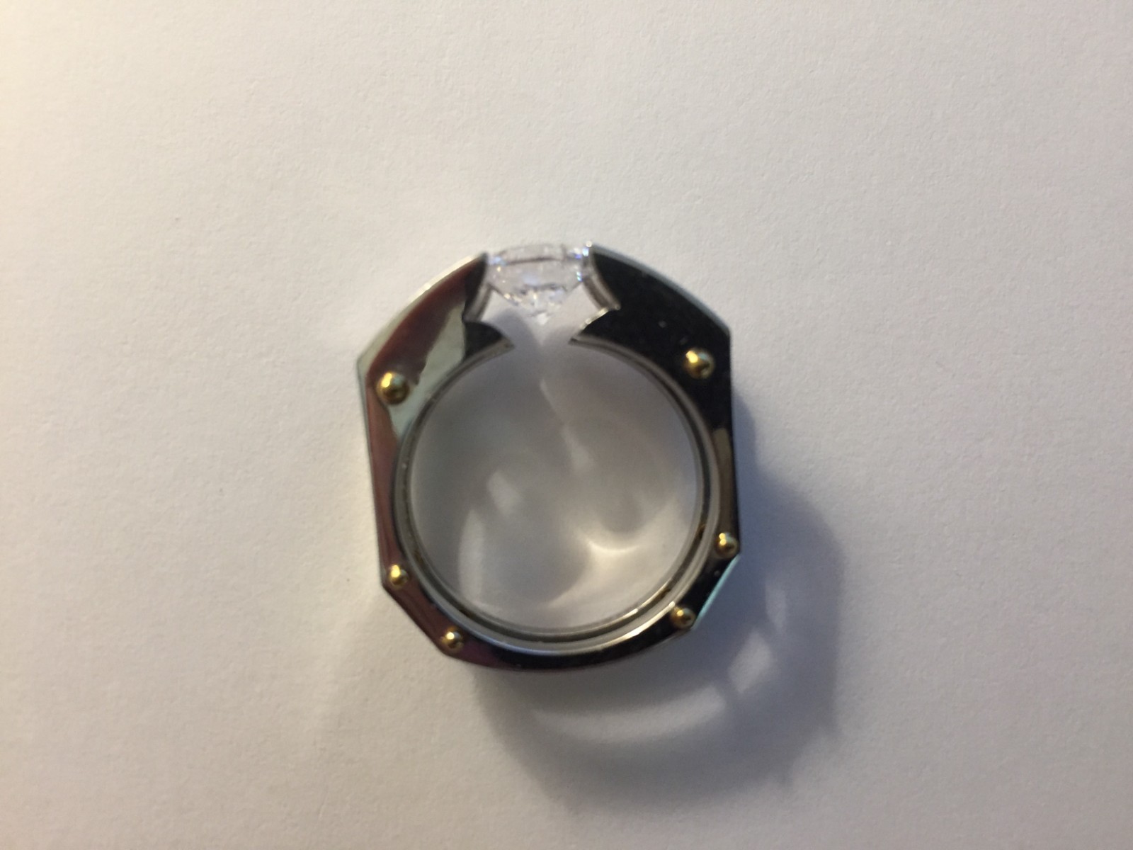 VTG Michael Valittuti 3ct CZ Tension Set NH Stainless Steel Square Band Ring SZ9