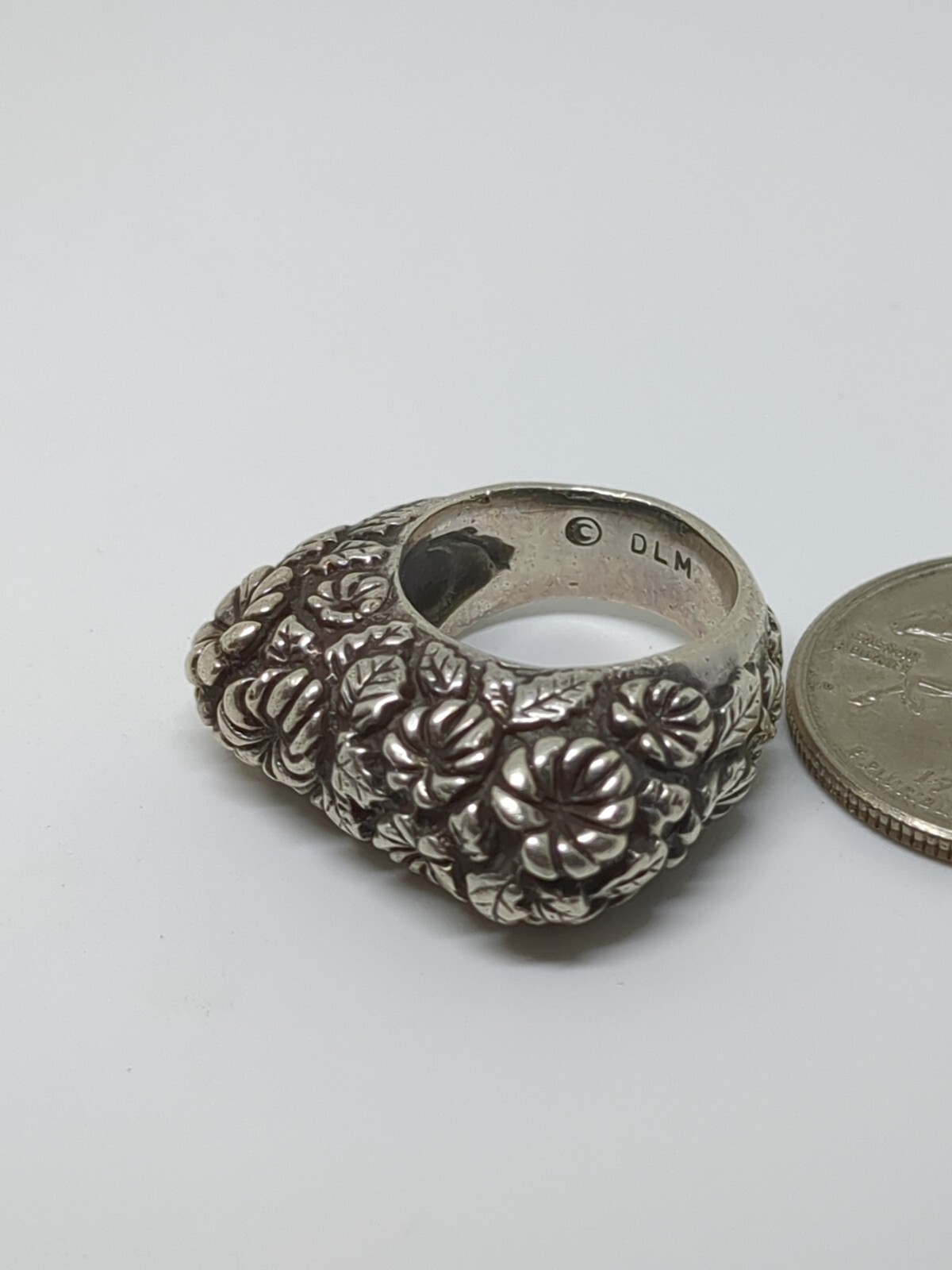 Vintage Dian Malouf DLM Sterling Silver 925 Flower Ring Size 5