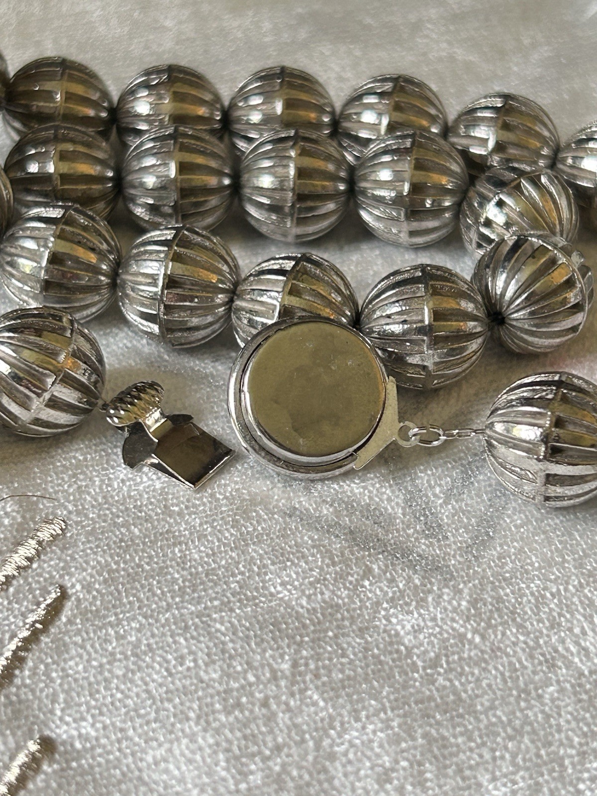 VTG Metal Beaded Necklace On Chain 23”