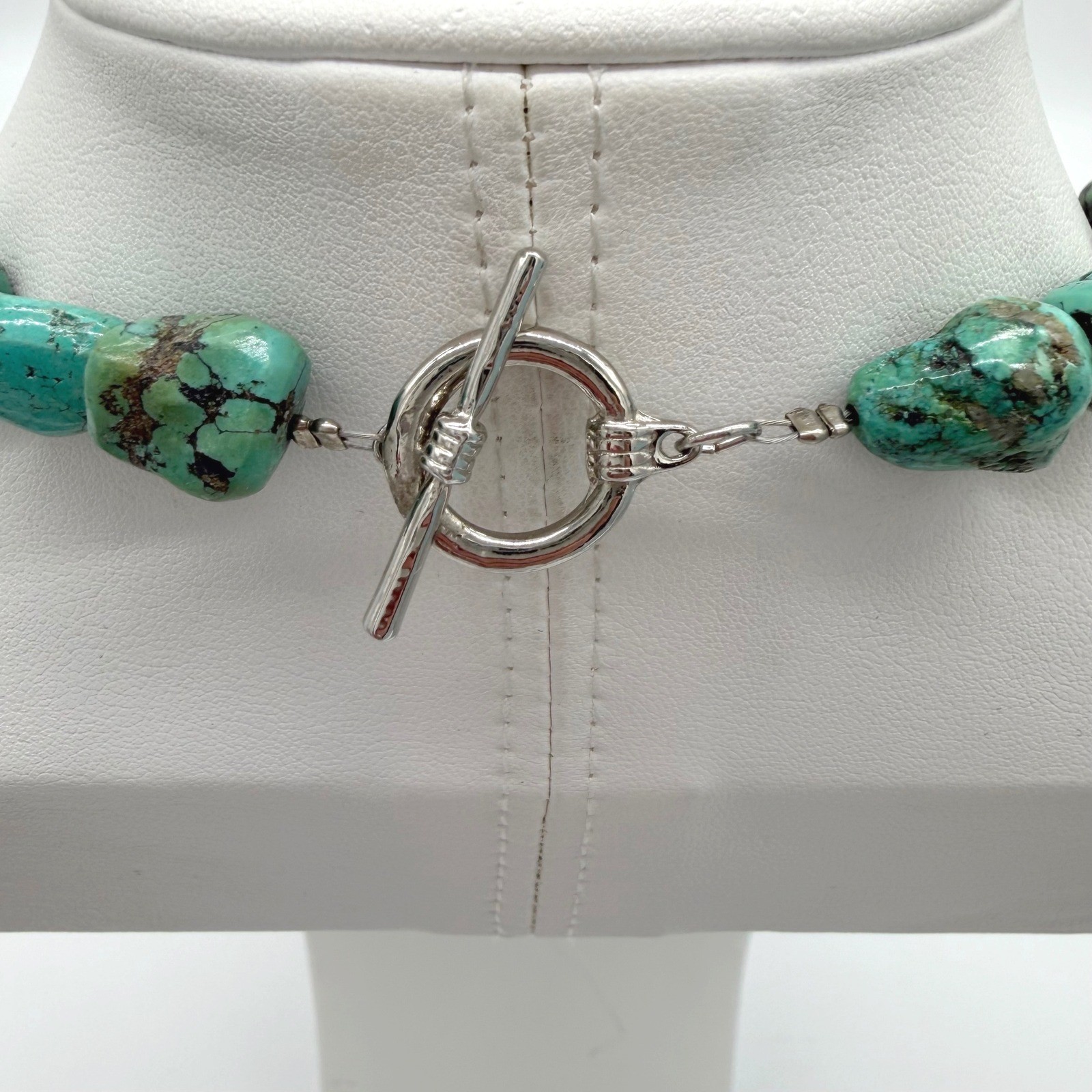 Vintage Turquoise Nugget Statement Necklace Abalone Pendant