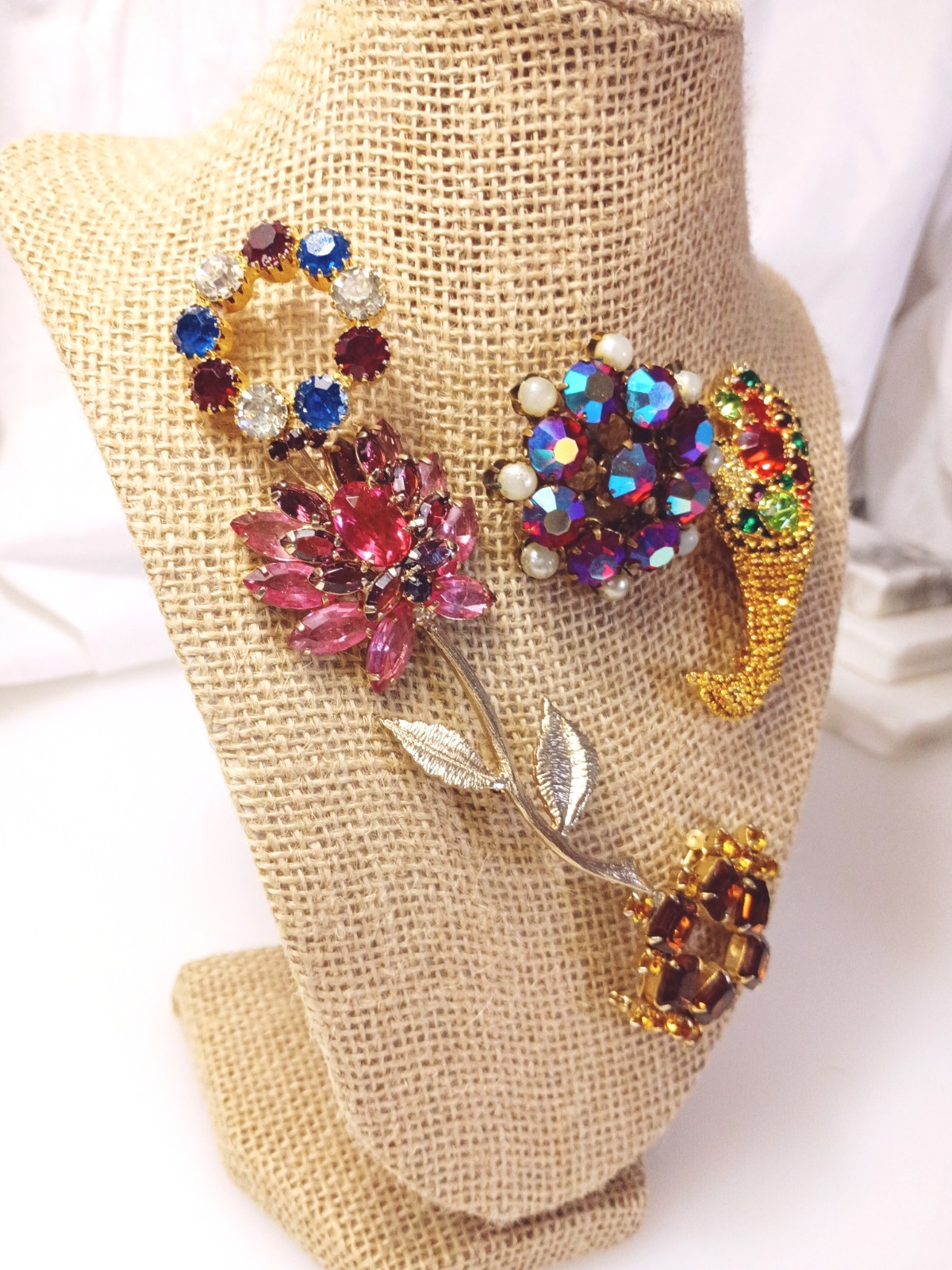 Rhinestone Brooch Vintage Jewelry Lot of 5 Brooches