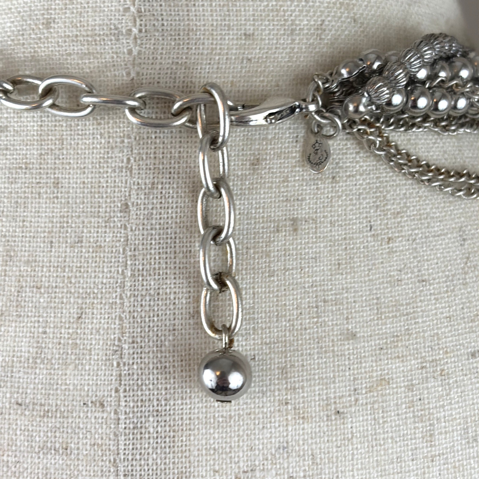 Premiere Designs Brutalist Style Silver Bead & Multi-Chain Statement Necklace