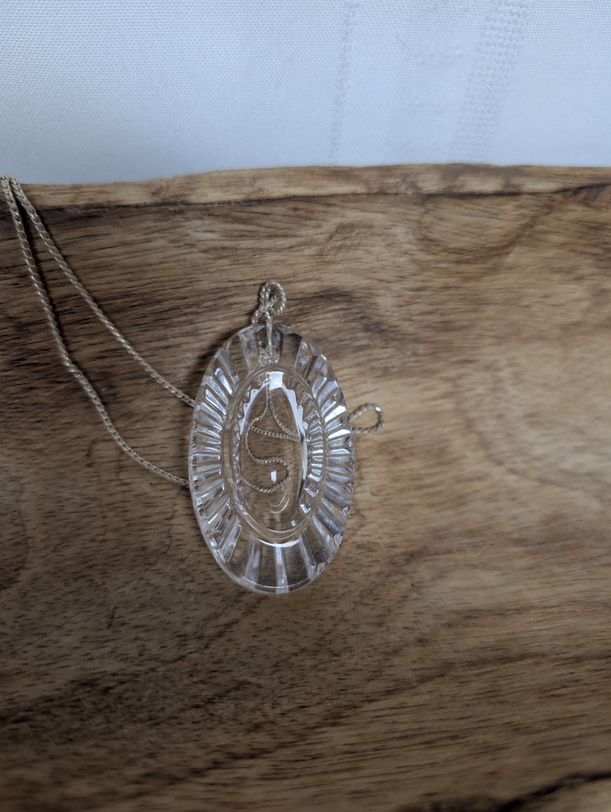 Vintage Waterford Crystal Large Pendant 925 Silver Chain Necklace