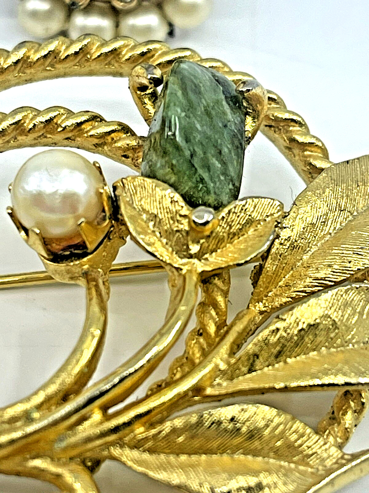 VTG MCM Pearl Gold Tone Brooch Clip- On Earring & Adjustable Ring LOT