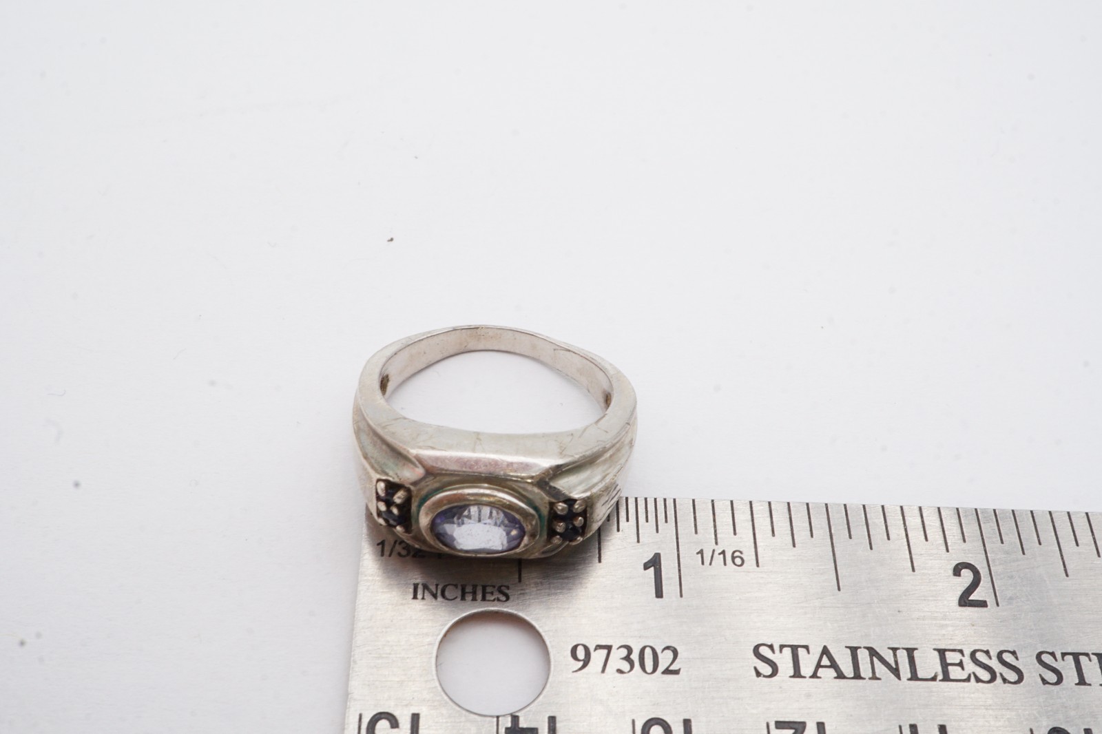 Vintage Sterling Silver 925 Iolite Sapphire Ring Size 9.75 Mens